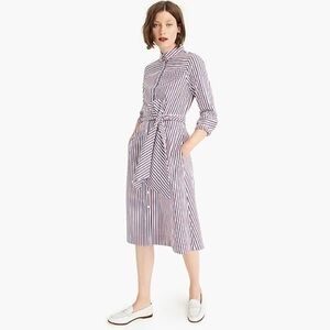NWT J. Crew Tie-Waist Shirtdress in Stripe…